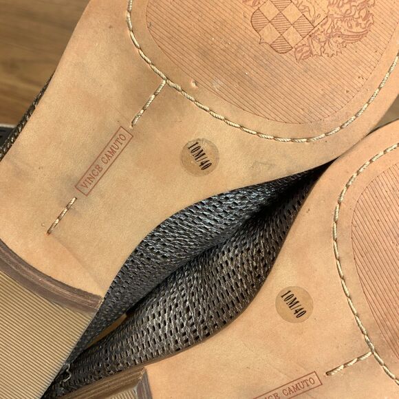 Vince Camuto Kadee Silver  Leather Perforated Slip On Loafer Shoe Size 10 /EU 40 - Picture 8 of 11